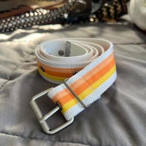 Y2K Striped Belt (White & Yellow/Orange)